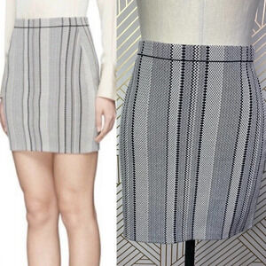Theory Nellida‎ Zig-Zag Stripe Mini Knit Skirt in Black & Cream Size US Small